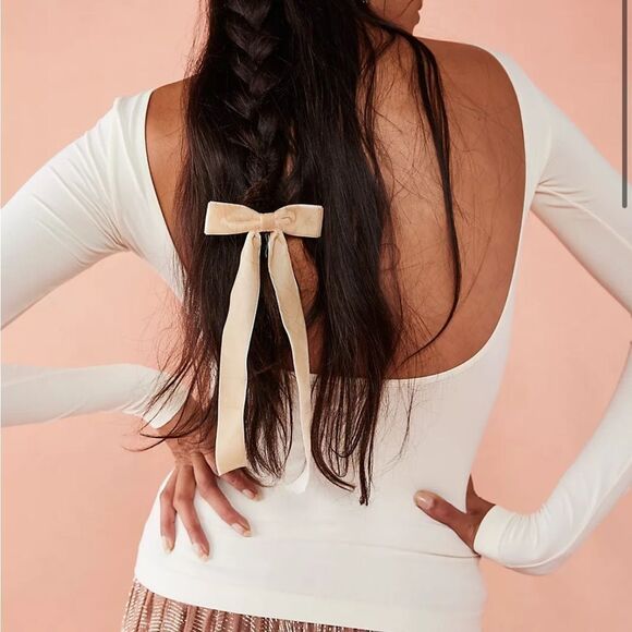 Free People Blue Low-Back Seamless Long Sleeve Top Light Blue XS/S - Picture 8 of 8